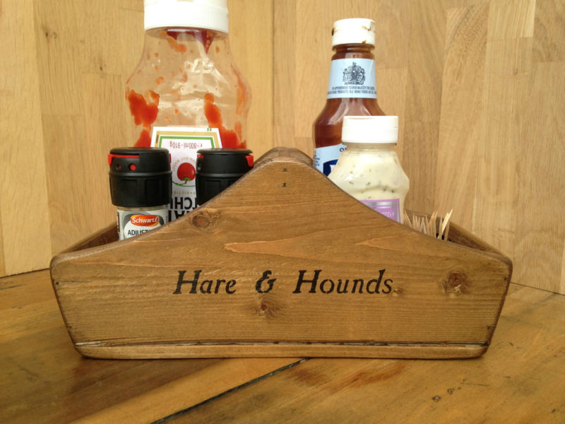 EDINBURGH CONDIMENT AND CUTLERY HOLDER,WOODEN TABLE BASKET,BOX,CADDY