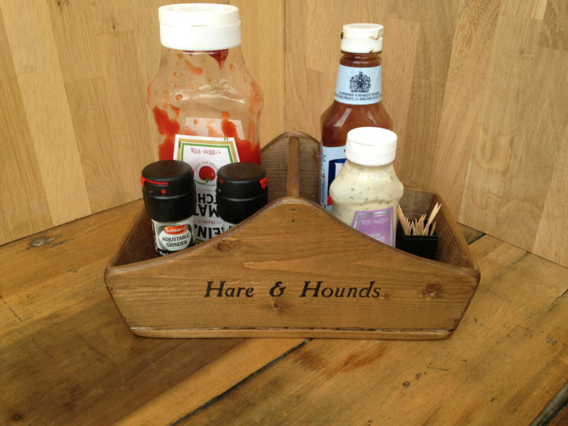 EDINBURGH CONDIMENT AND CUTLERY HOLDER,WOODEN TABLE BASKET,BOX,CADDY