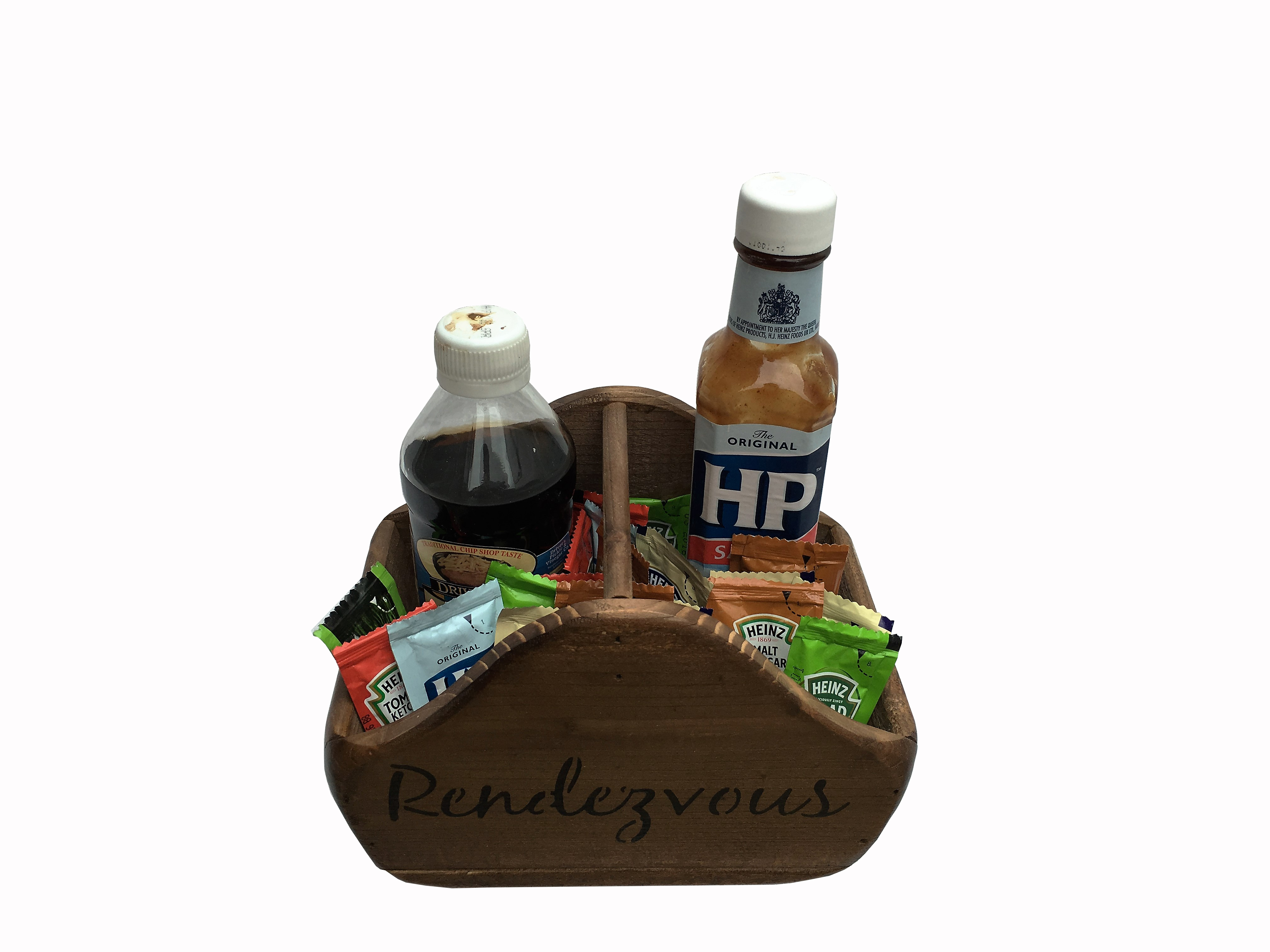 Manchester Wood Condiment Holder/Box,Vintage Style,Sauce Sachet