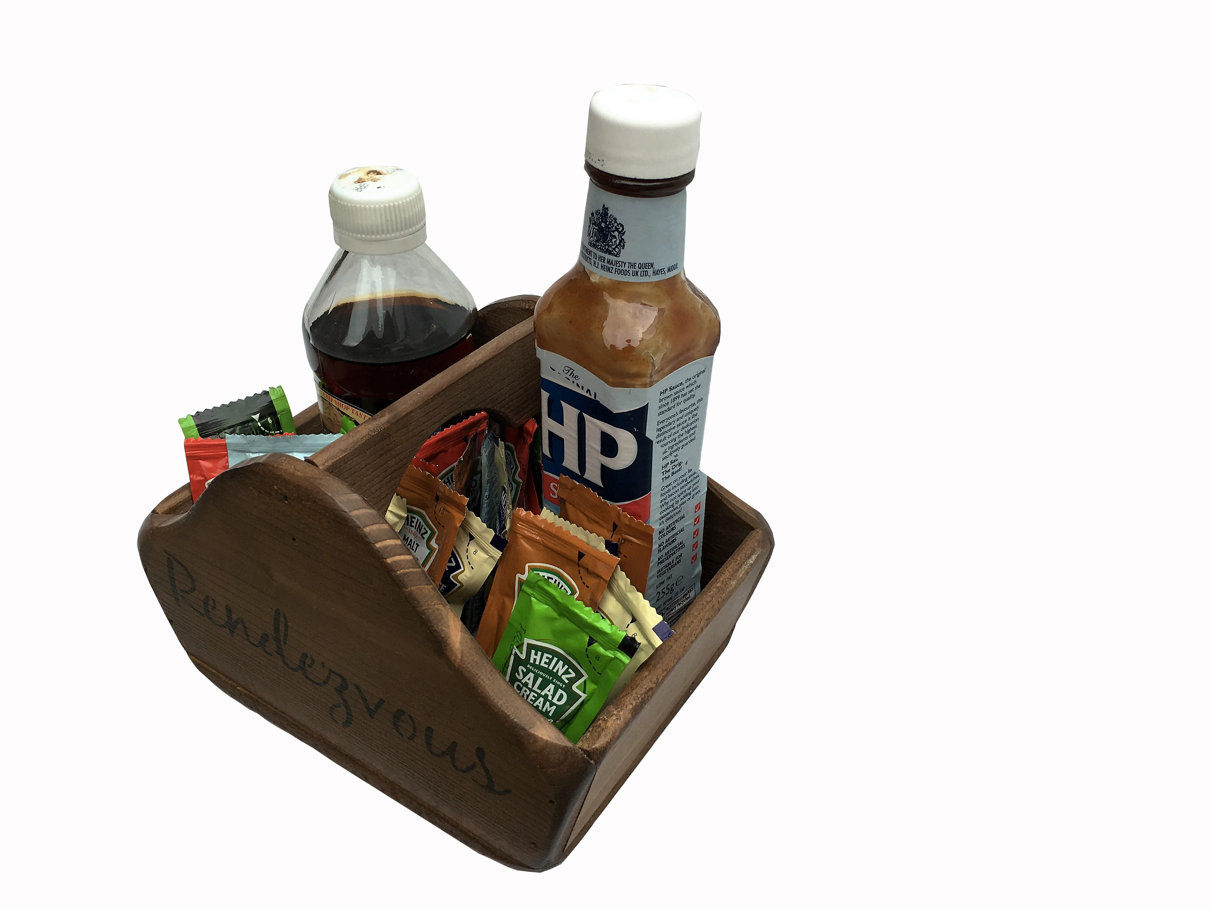 Manchester Wood Condiment Holder/Box,Vintage Style,Sauce Sachet